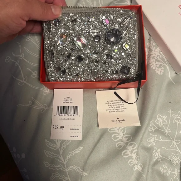 Kate spade rare beautiful Dani Brighton Lane silver multi gem glass wallet. - Picture 3 of 16